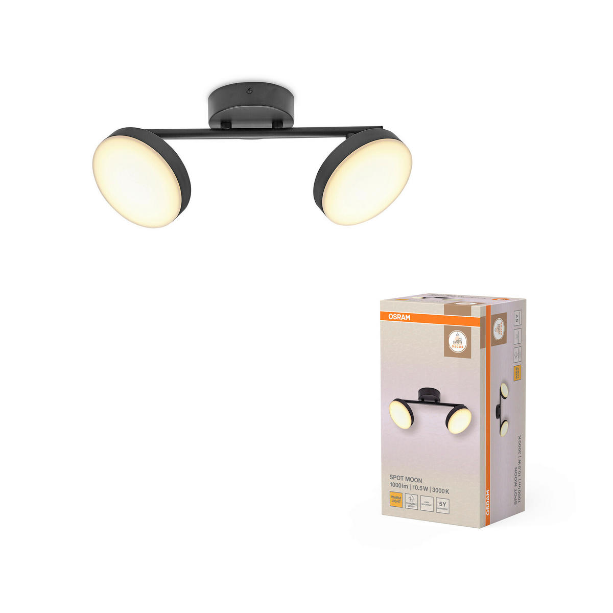 LED-STRAHLER 35/12/11.9 cm   - Schwarz, Basics, Metall (35/12/11.9cm) - Osram