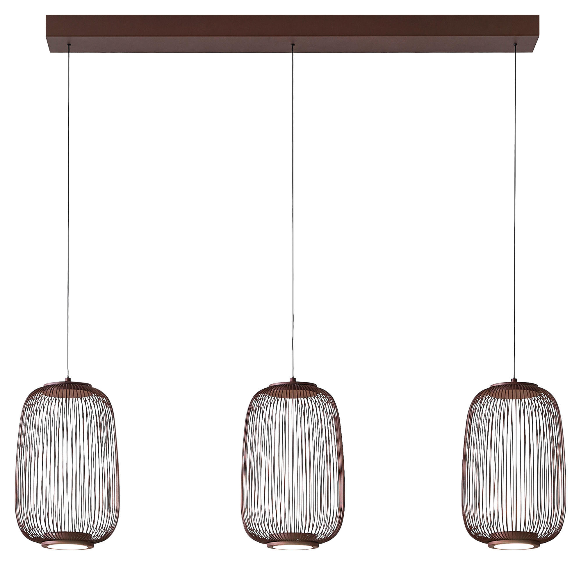 LED-HÄNGLAMPA Cage 102,5/22,5/50-150 cm  - brun, Design, metall/plast (102,5/22,5/50-150cm) - Dieter Knoll