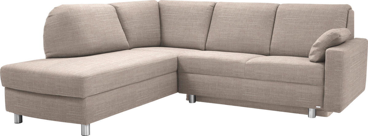 ECKSOFA in Chenille Naturfarben, Beige  208/227 cm  - Beige/Alufarben, KONVENTIONELL, Textil/Metall (208/227cm) - Sedda