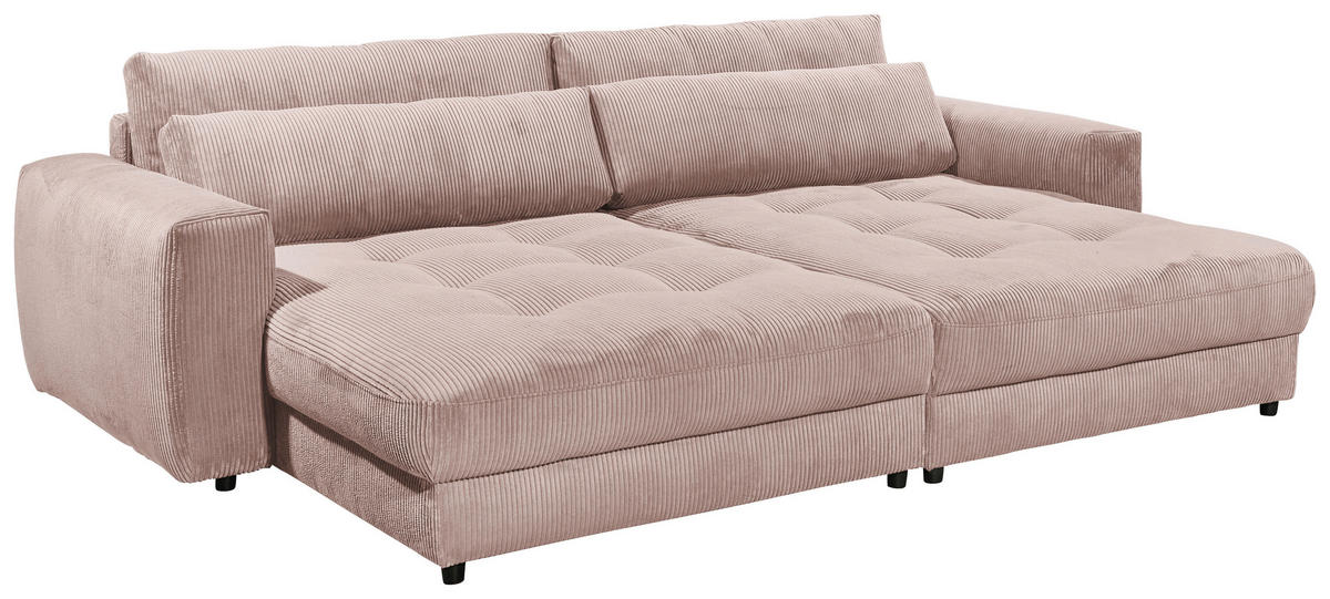 NAGY KANAPÉ textil, faalapú anyag halvány rózsaszín  - fekete/halvány rózsaszín, Konventionell, műanyag/faalapú anyag (292/90/194cm) - MID.YOU
