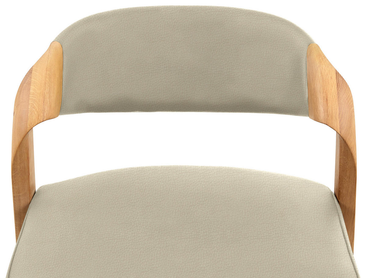TRESENSTUHL in Beige, Wildeiche  - Wildeiche/Beige, Natur, Leder/Holz (51/93/49cm) - Voglauer