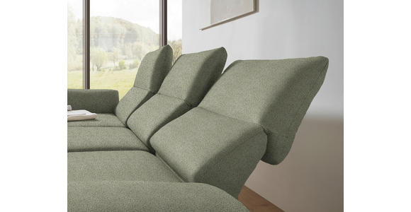 ECKSOFA  in Flachgewebe Salbeigrün Armteilverstellung, Relaxfunktion, Drehsitzfunktion  175-224/255-365 cm  - Salbeigrün/Schwarz, Design, Textil/Metall (175-224/255-365cm) - Dieter Knoll