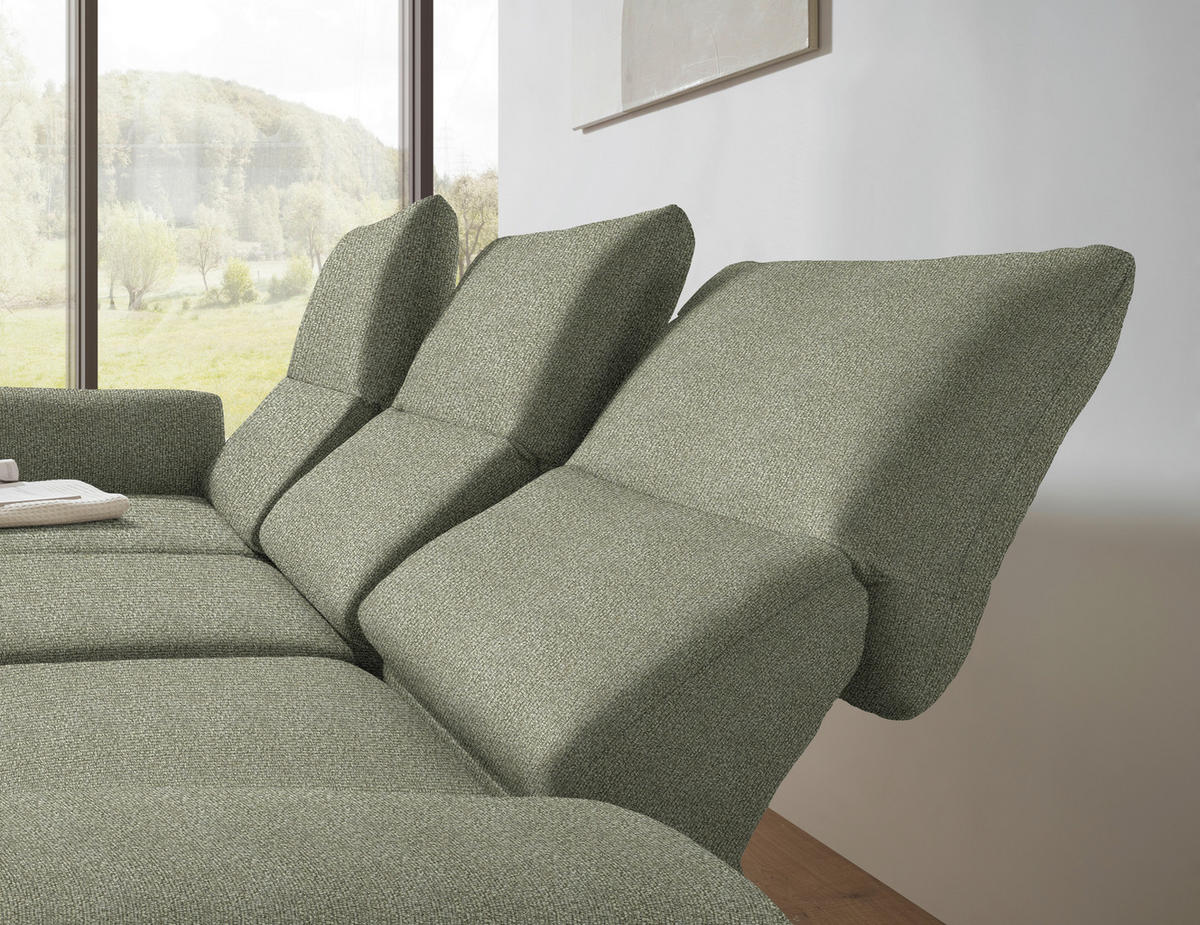 ECKSOFA  in Flachgewebe Salbeigrün  175-224/255-365 cm  - Salbeigrün/Schwarz, Design, Textil/Metall (175-224/255-365cm) - Dieter Knoll