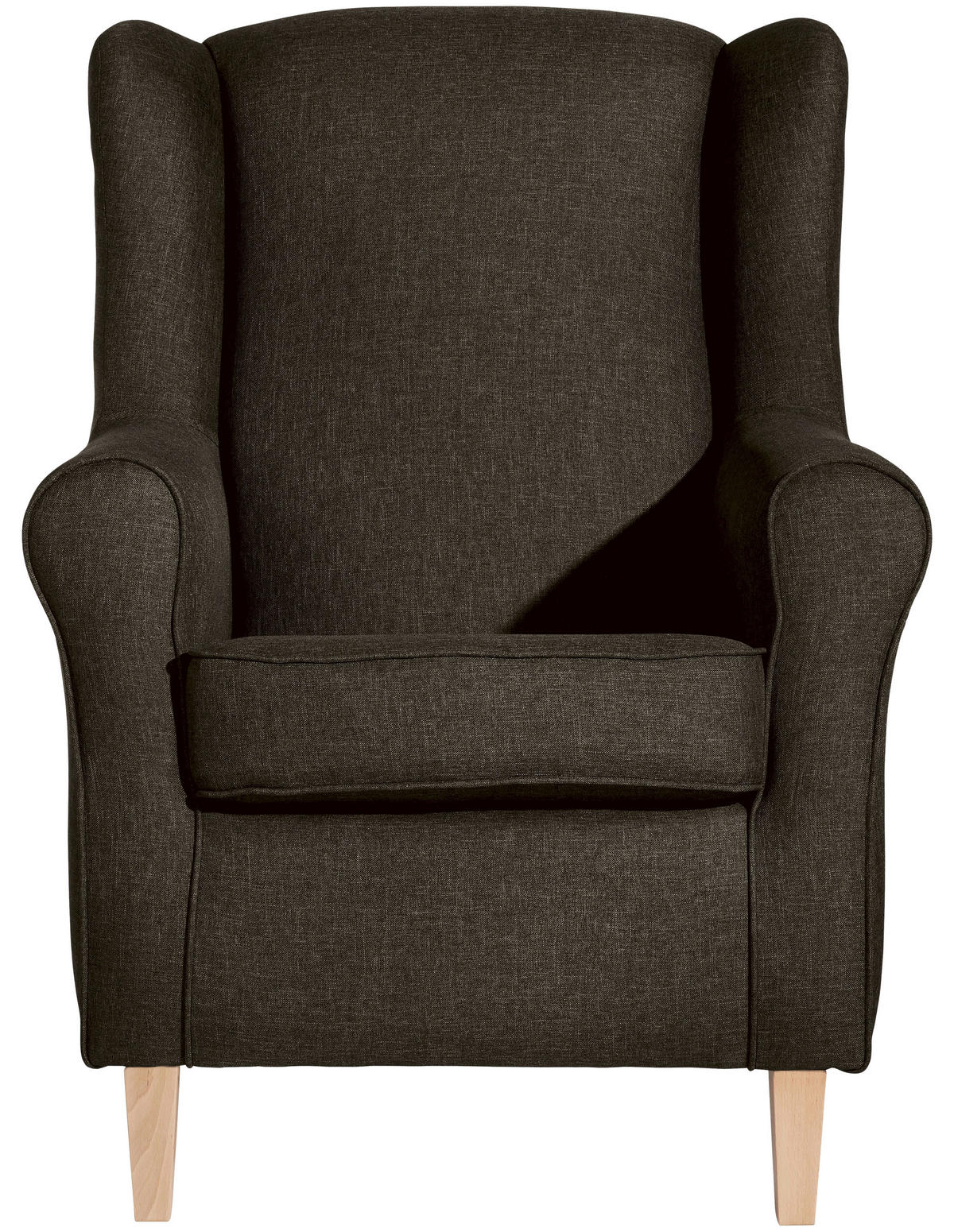 OHRENSESSEL in Flachgewebe Braun  - Buchefarben/Braun, Design, Holz/Textil (77/103/86cm) - Max Winzer
