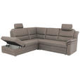 ECKSOFA Grau Mikrofaser  - Beige/Alufarben, KONVENTIONELL, Textil/Metall (219/239cm) - Carryhome