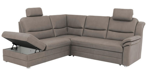 ECKSOFA Grau Mikrofaser - Beige/Alufarben, KONVENTIONELL, Textil/Metall (219/239cm) - Carryhome
