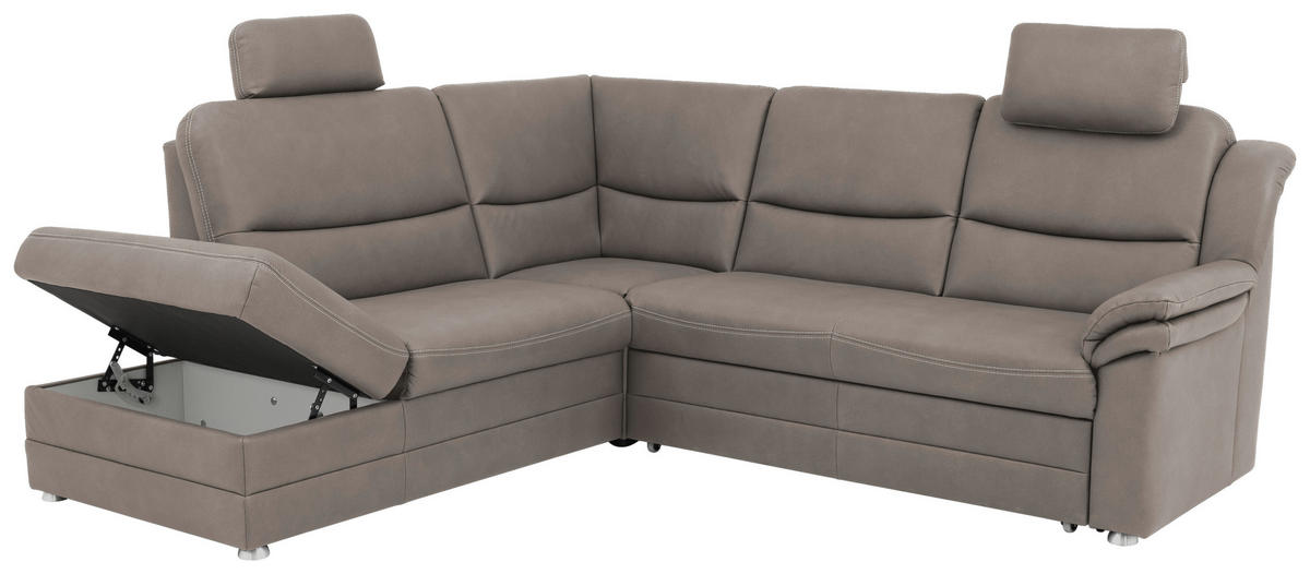 ECKSOFA in Mikrofaser Grau  - Beige/Alufarben, Konventionell, Textil/Metall (219/239cm) - Carryhome