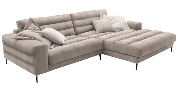 ECKSOFA in Flachgewebe Taupe 296/207 cm - Taupe/Schwarz, Design, Textil/Metall (296/207cm) - Dieter Knoll
