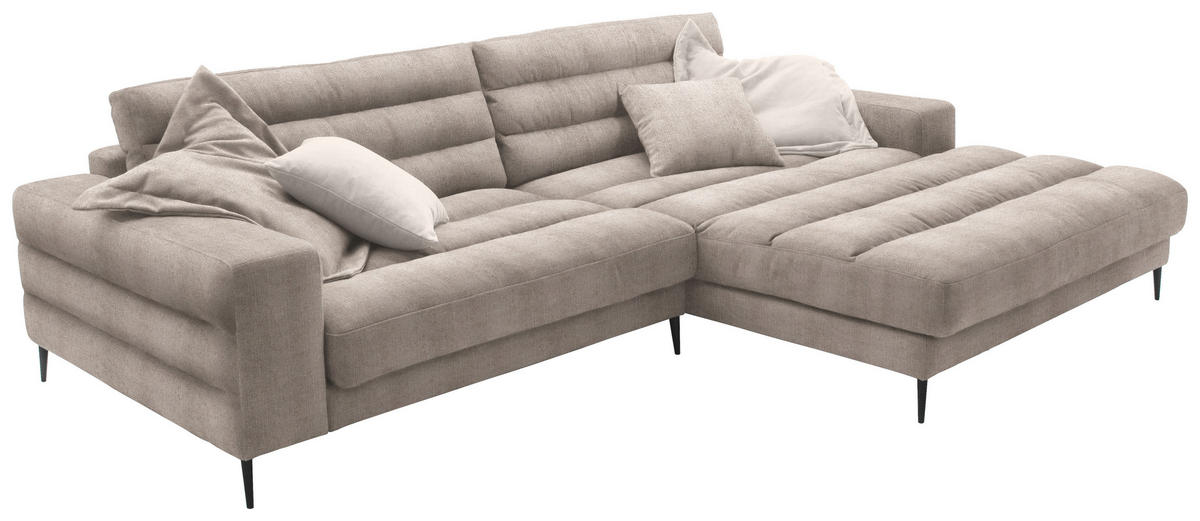 ECKSOFA in Flachgewebe Taupe  - Taupe/Schwarz, Design, Textil/Metall (296/207cm) - Dieter Knoll