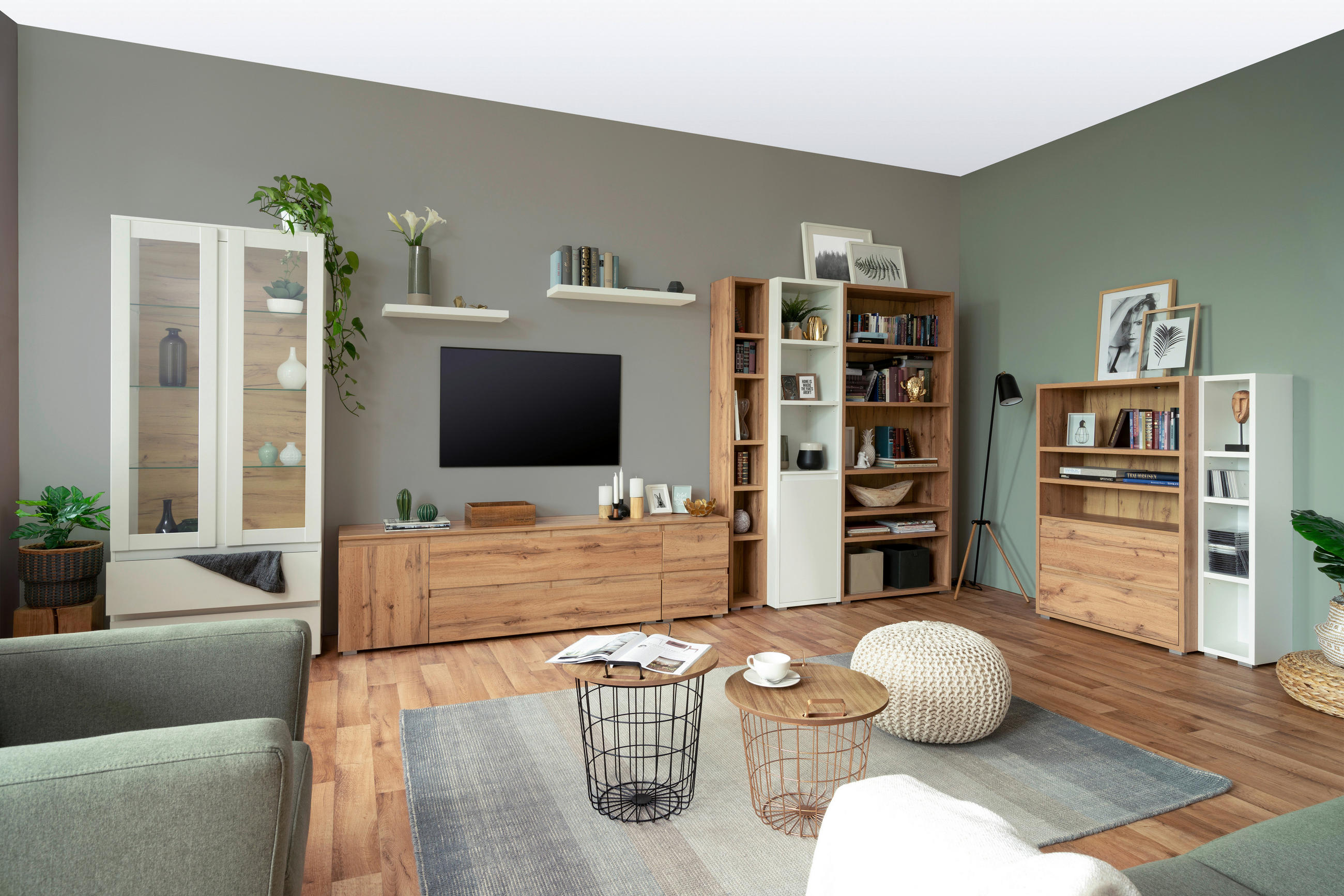 REGALELEMENT Weiß  - Silberfarben/Weiß, Basics, Holzwerkstoff/Kunststoff (45/191/37cm) - MID.YOU