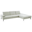 ECKSOFA in Echtleder Silberfarben  - Silberfarben/Schwarz, Design, Leder/Metall (308/195cm) - Dieter Knoll