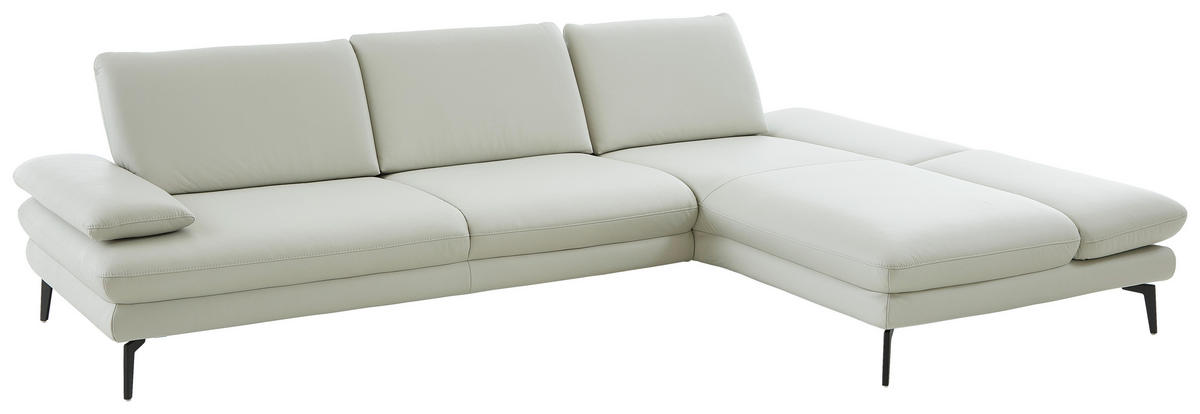 ECKSOFA in Echtleder Silberfarben  - Silberfarben/Schwarz, Design, Leder/Metall (308/195cm) - Dieter Knoll