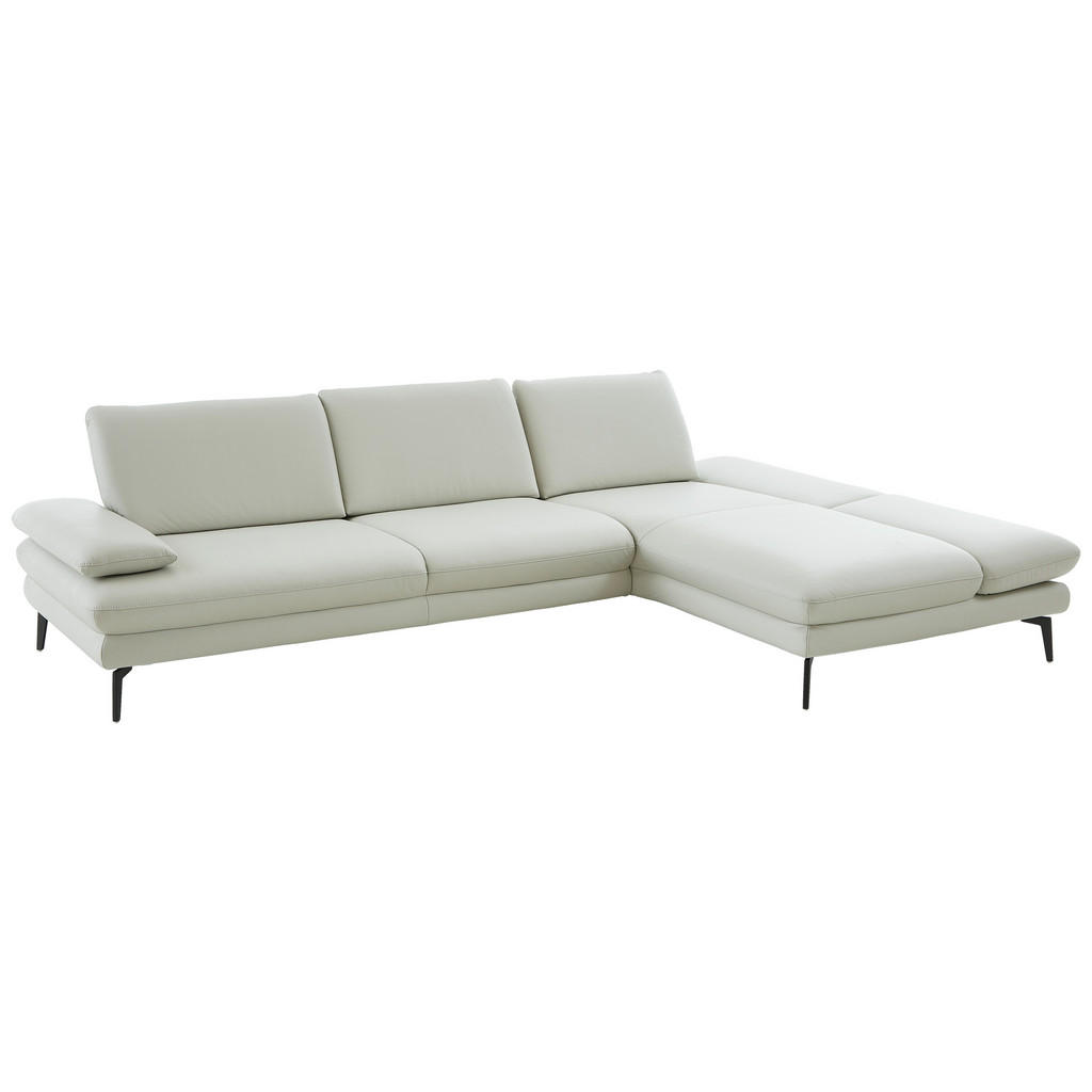 Thumbnail - Dieter Knoll Ecksofa, Silber, Leder, Echtleder, Rindleder, 3-Sitzer, Ottomane rechts, L-Form, 308x195 cm, Goldenes M, er...