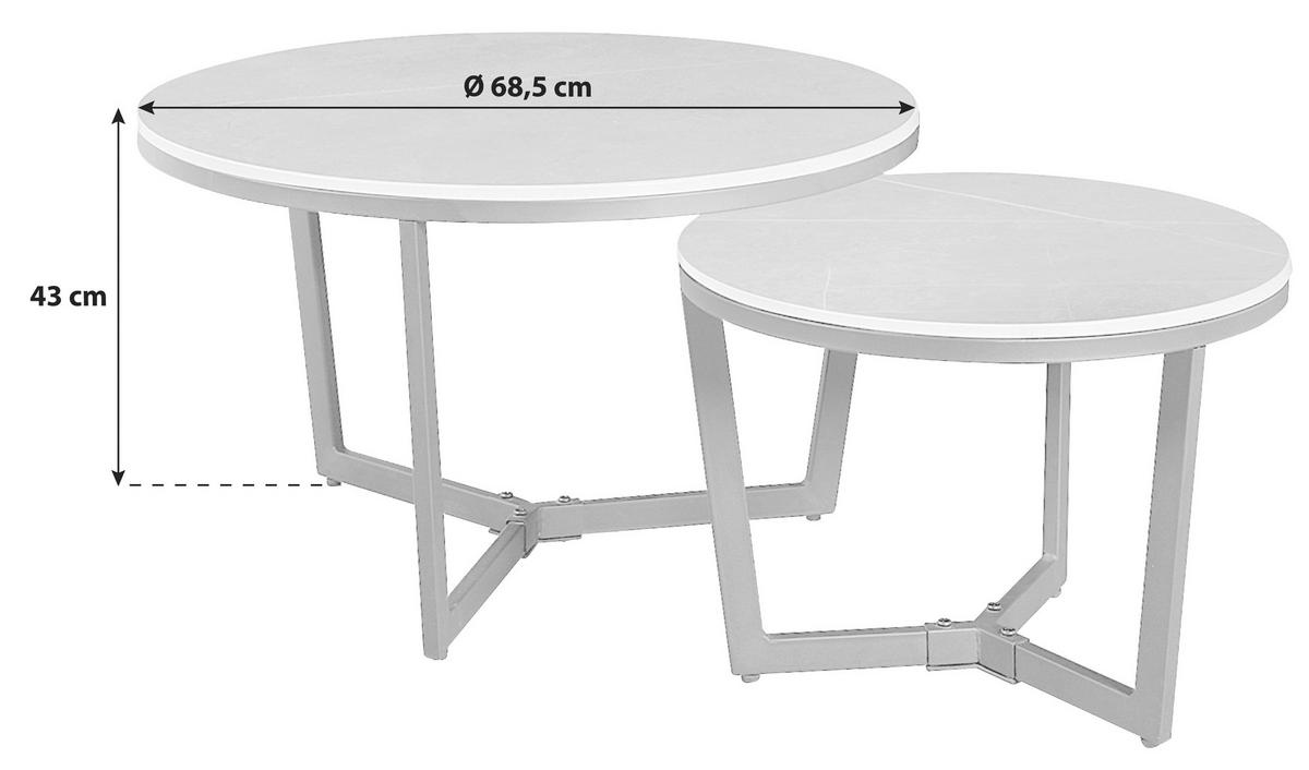 COUCHTISCH 68,5/68,5/43 cm rund Dunkelgrau  - Dunkelgrau/Schwarz, KONVENTIONELL, Stein/Metall (68,5/68,5/43cm) - MID.YOU