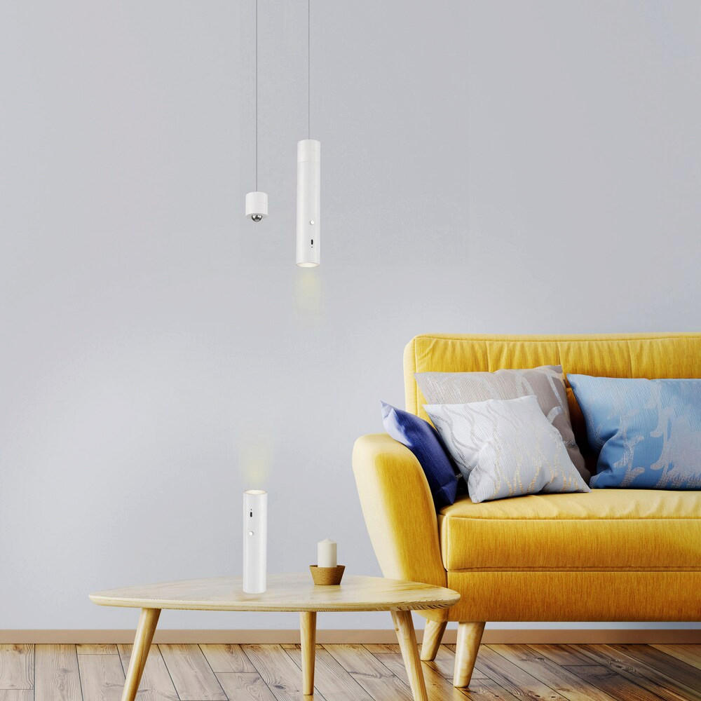 AKKU-LED-HÄNGELEUCHTE 4/4/60-200 cm - Weiß, Design, Kunststoff/Metall (4/4/60-200cm)