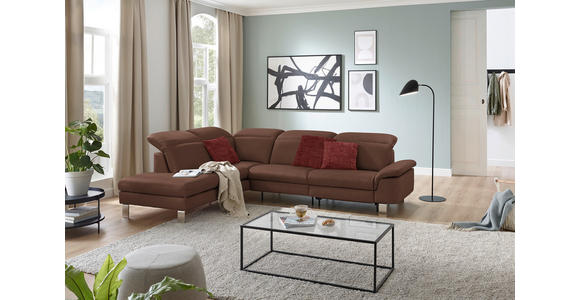 ECKSOFA in Echtleder Braun  - Edelstahlfarben/Braun, Design, Leder/Metall (233/309cm) - Dieter Knoll