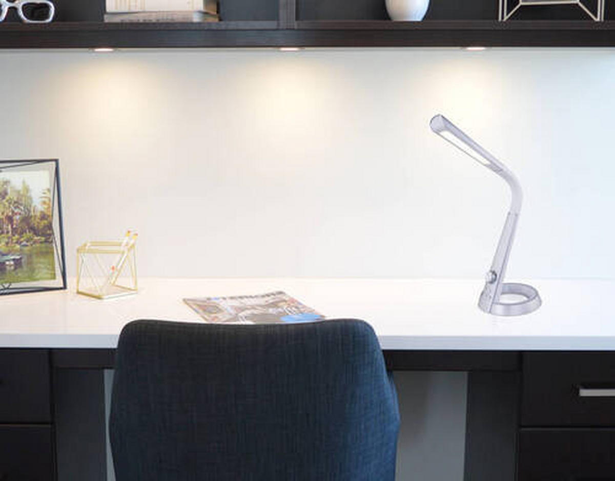 LED-SCHREIBTISCHLEUCHTE - Weiss/Silberfarben, Design, Kunststoff (34,3/18,3/64cm) - Globo