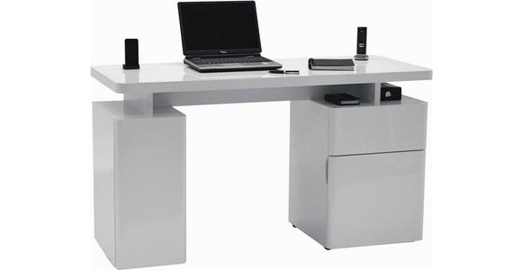 SCHREIBTISCH 140/55/76 cm Weiß Stauraum  - Weiß, KONVENTIONELL, Holzwerkstoff (140/55/76cm) - Venda