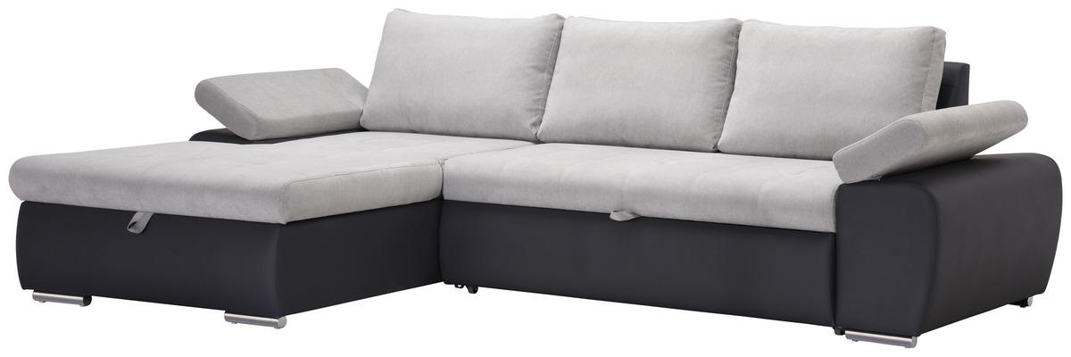 ECKSOFA in Flachgewebe Grau, Dunkelgrau  - Dunkelgrau/Grau, Design, Kunststoff/Textil (175/271cm) - MID.YOU