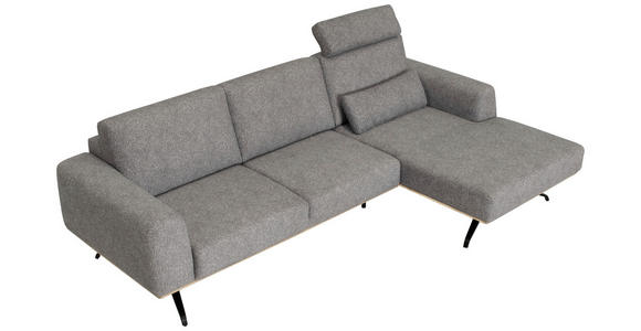 ECKSOFA Grau Struktur  - Schwarz/Grau, Design, Textil/Metall (262/157cm) - Novel