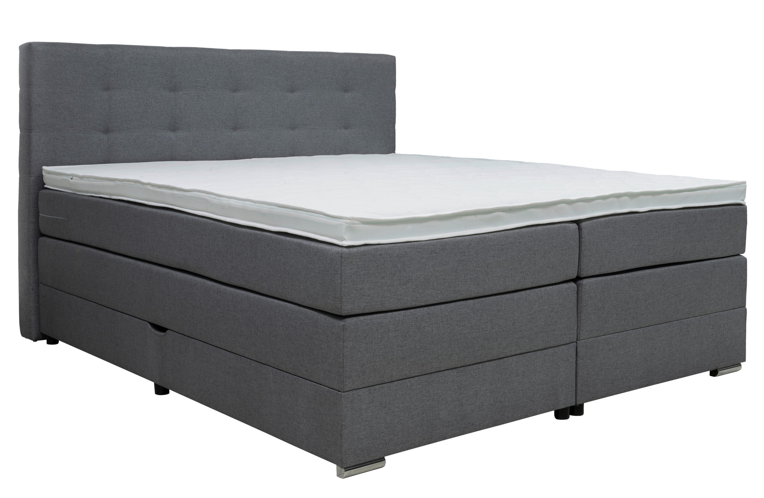 BOXSPRINGBETT 180/200 cm  in Grau  - Silberfarben/Schwarz, KONVENTIONELL, Holz/Holzwerkstoff (180/200cm) - Moderano