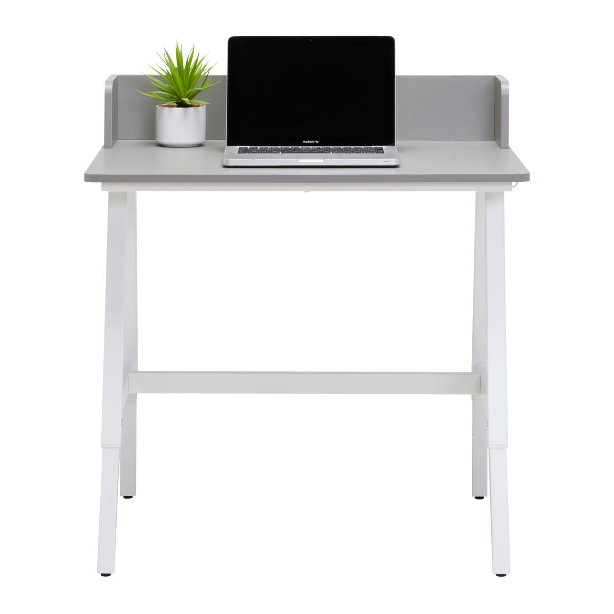PISAĆI STOL  siva, bijela  metal  - bijela/siva, Moderno, drvni materijal/metal (80/54-85/60cm)