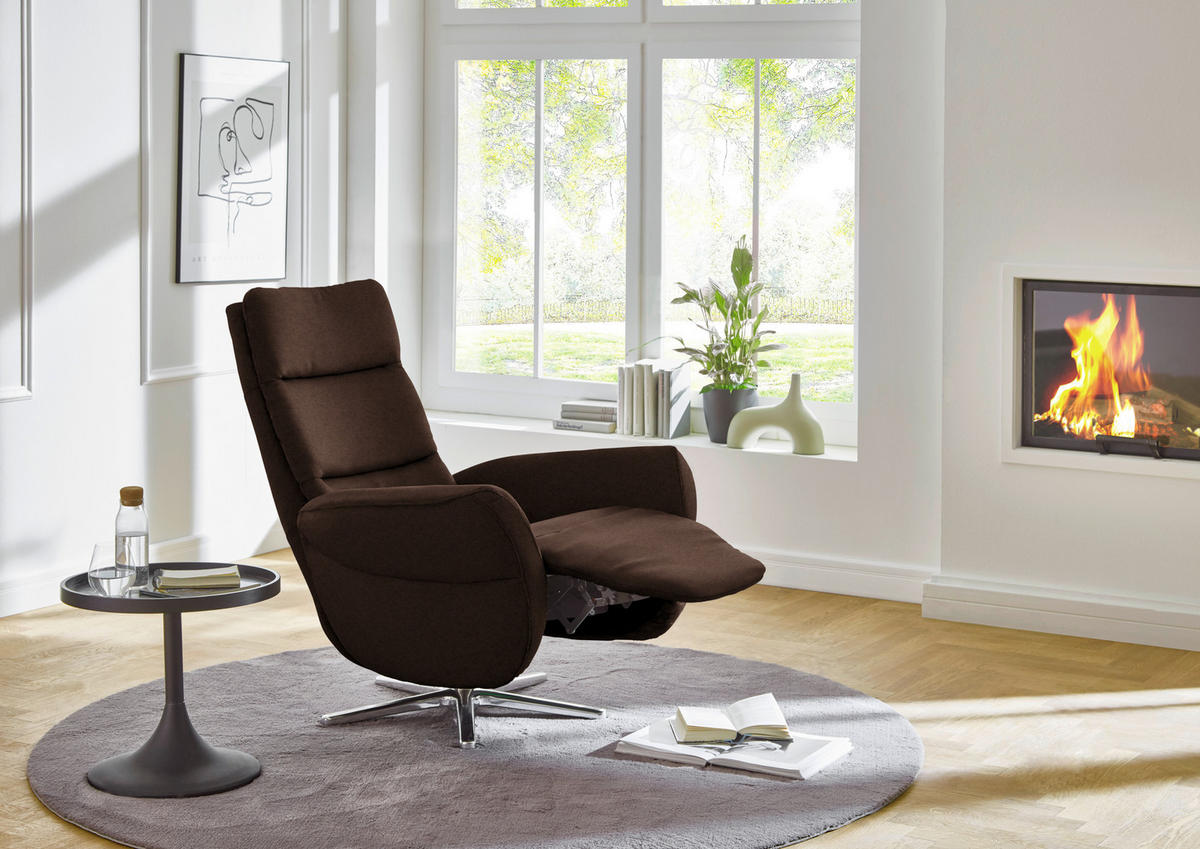 RELAXSESSEL Textil Dunkelbraun  - Chromfarben/Dunkelbraun, Design, Textil/Metall (78/113/83cm) - Beldomo Speed