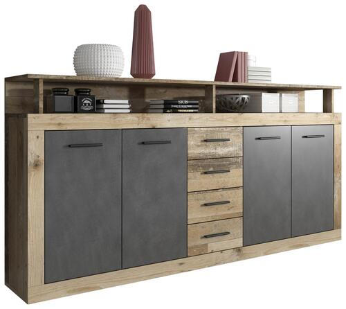 SIDEBOARD  in 190/95/32 cm  - Eichefarben/Anthrazit, Basics (190/95/32cm) - MID.YOU