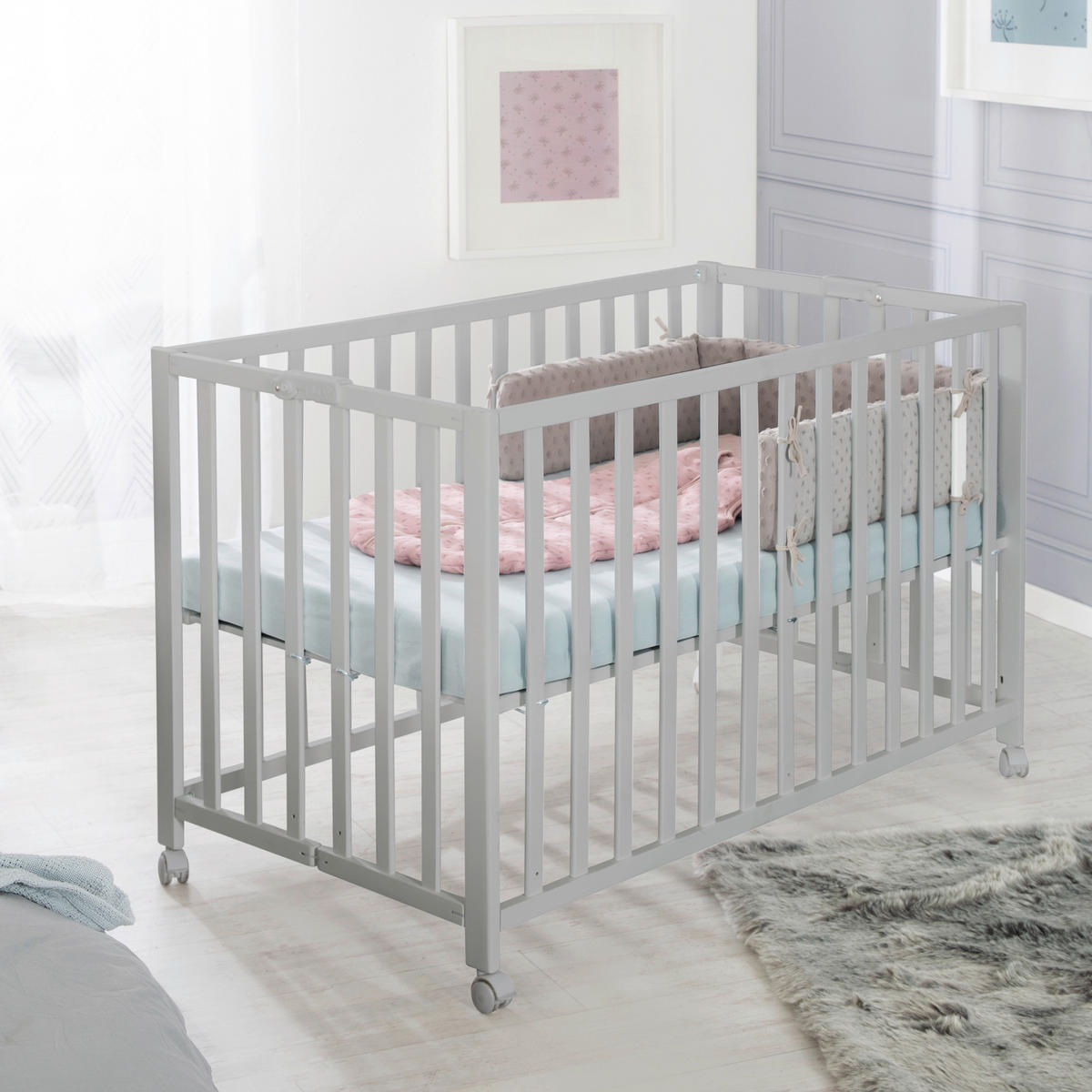 GITTERBETT Fold Up 123/64,5/77 cm  - Taupe, KONVENTIONELL, Holzwerkstoff (123/64,5/77cm) - Roba