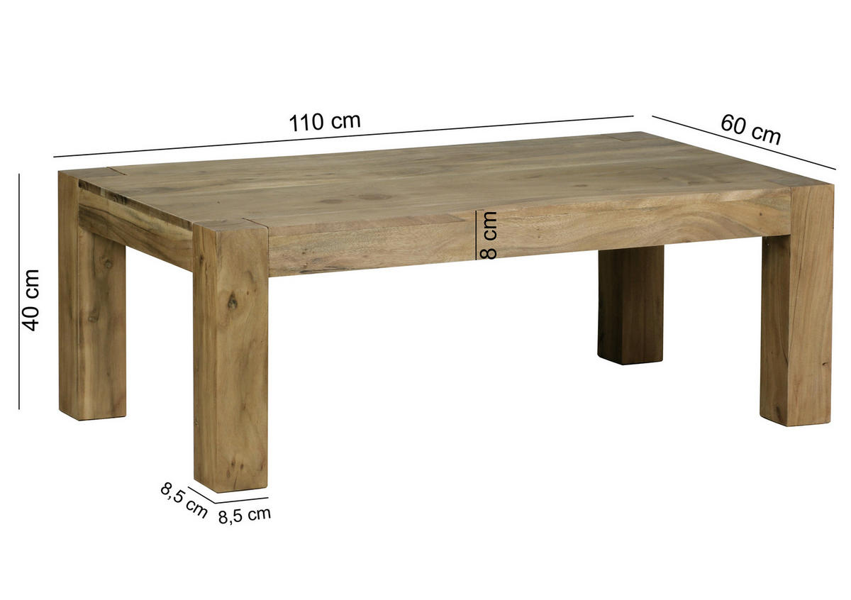 KLUBSKA MIZA, barve akacije  - barve akacije, Design, les (110/60/40cm) - MID.YOU