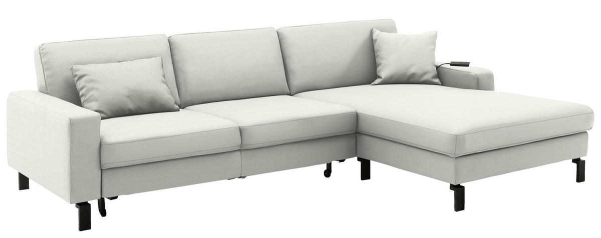 ECKSOFA Cord Weiss  - Weiss/Schwarz, Design, Textil/Metall (298/185cm) - Pure Home Lifestyle