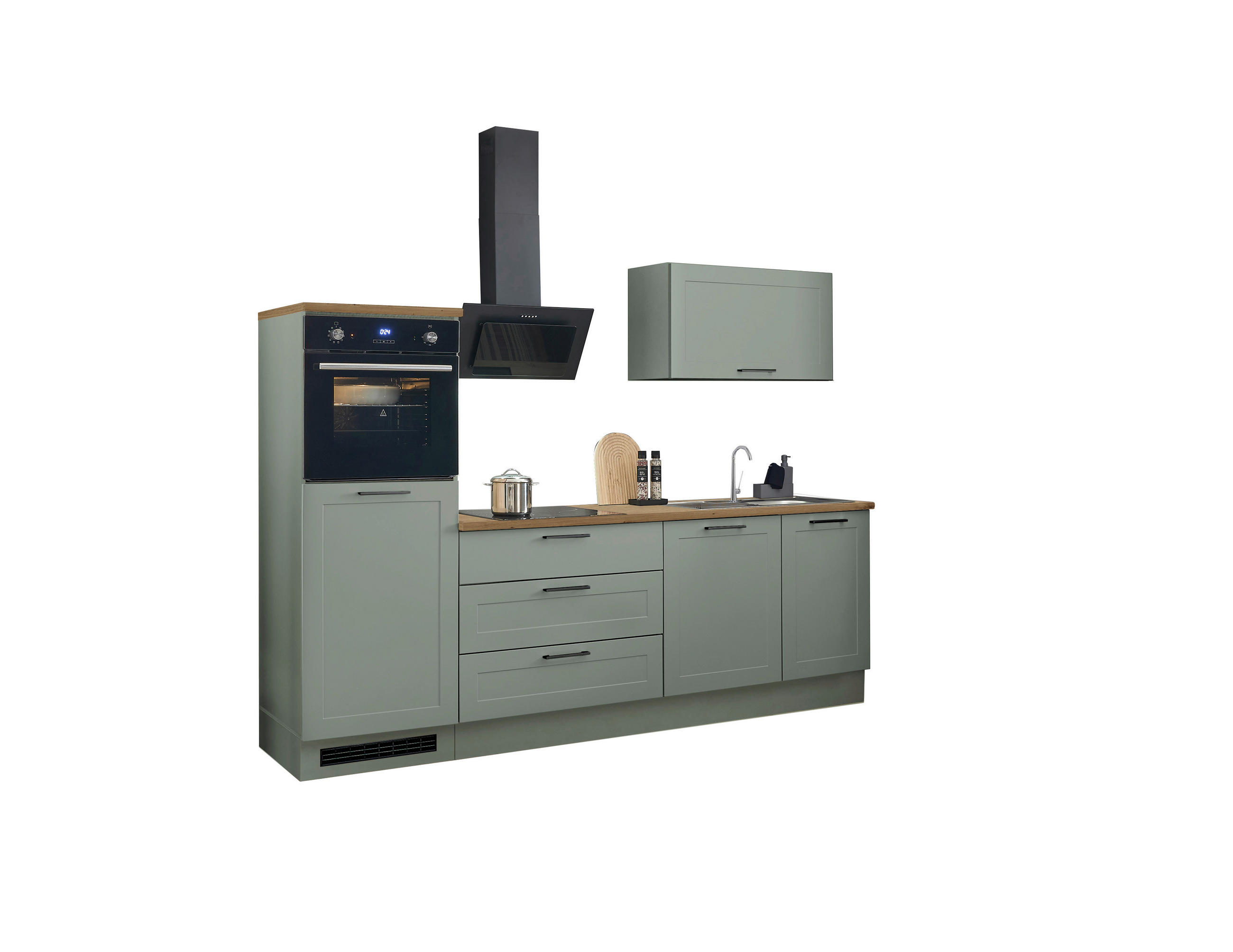 KUHINJSKI BLOK BEZ UREĐAJA  zelena, hrast artisan  - zelena/crna, Dizajnerski, metal/pločasti materijal (260cm) - Xora