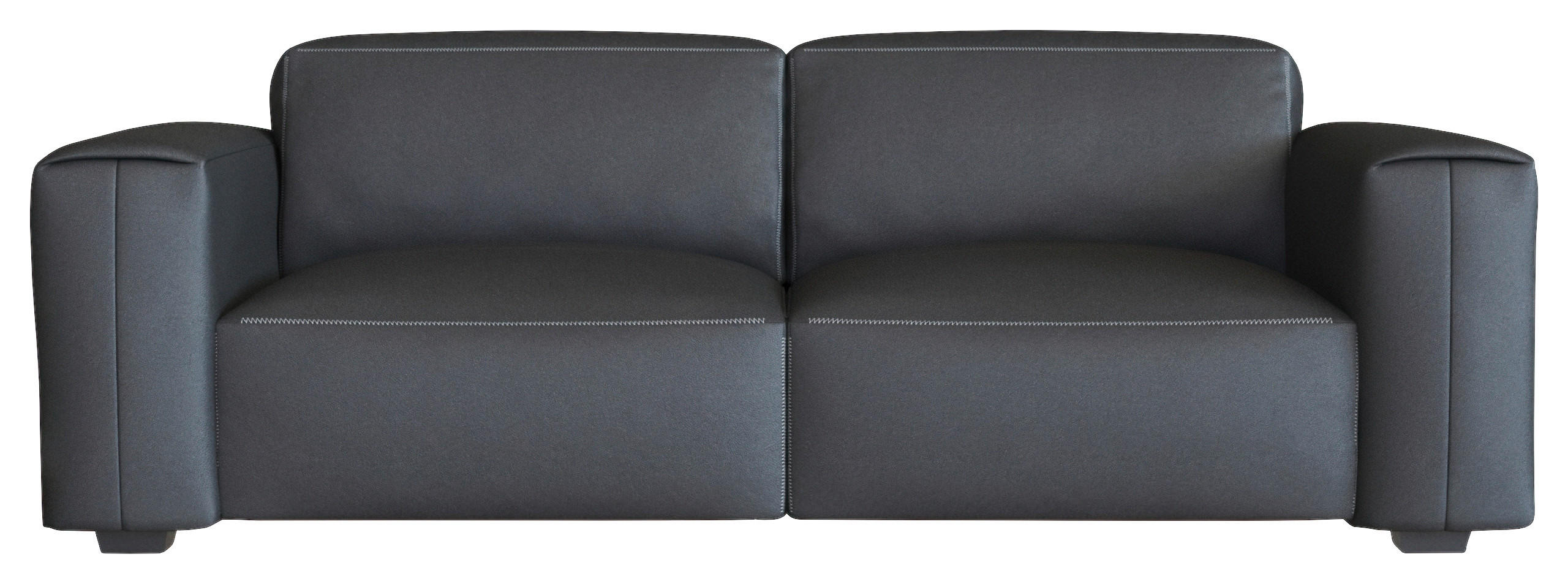 2,5-SITZER Schwarz Echtleder  - Schwarz, Design, Leder/Holz (219/73/102cm) - Livetastic