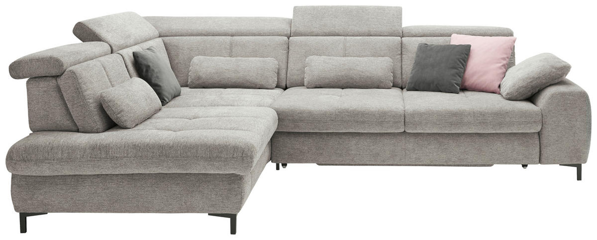 ECKSOFA Grau Webstoff  - Schwarz/Grau, KONVENTIONELL, Textil/Metall (220/314cm) - SetOne by Musterring