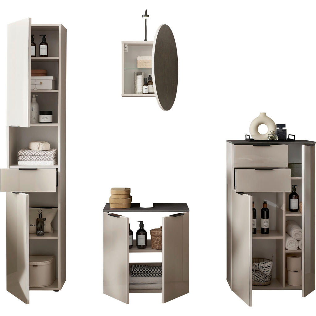 Thumbnail - home24 Midischrank Santorin, Anthrazit, Kaschmir, Metall, 4 Fächer, 2 Schubladen, 60x107x30 cm, stehend, Badezimmer, Bad...
