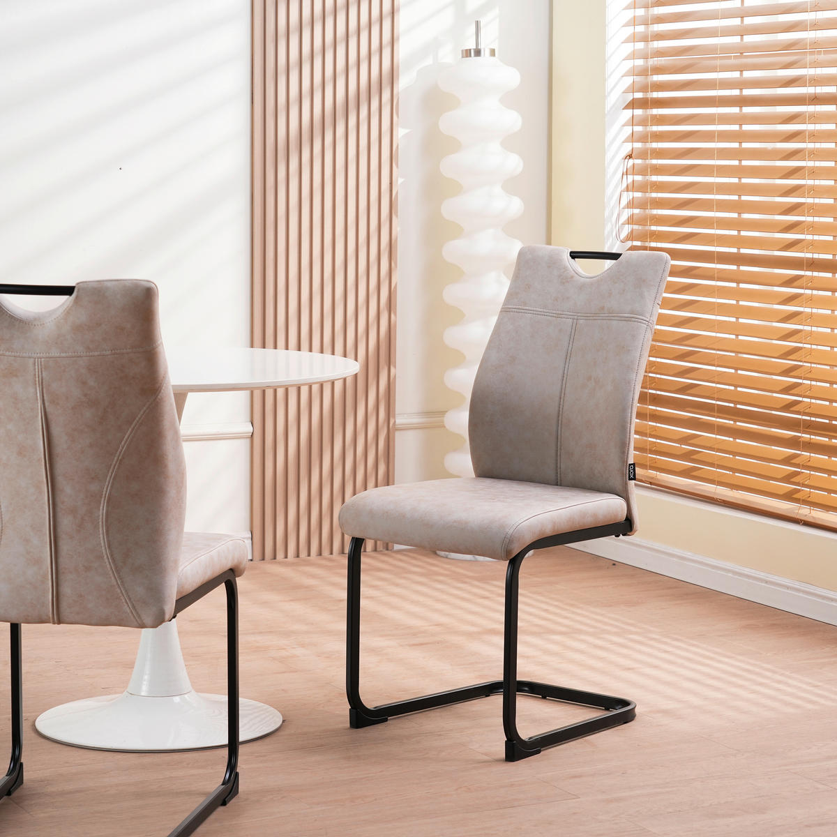 SCHWINGSTUHL  in Eisen Mikrofaser  - Schwarz/Grau, Design, Textil/Metall (43/97/57cm) - Xora