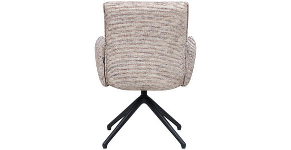 ARMLEHNSTUHL  Sitzfläche 360° drehbar, inklusive Armlehnen, automatische Rückholfunktion Webstoff  - Taupe/Schwarz, Design, Textil/Metall (65/91/65cm) - Novel
