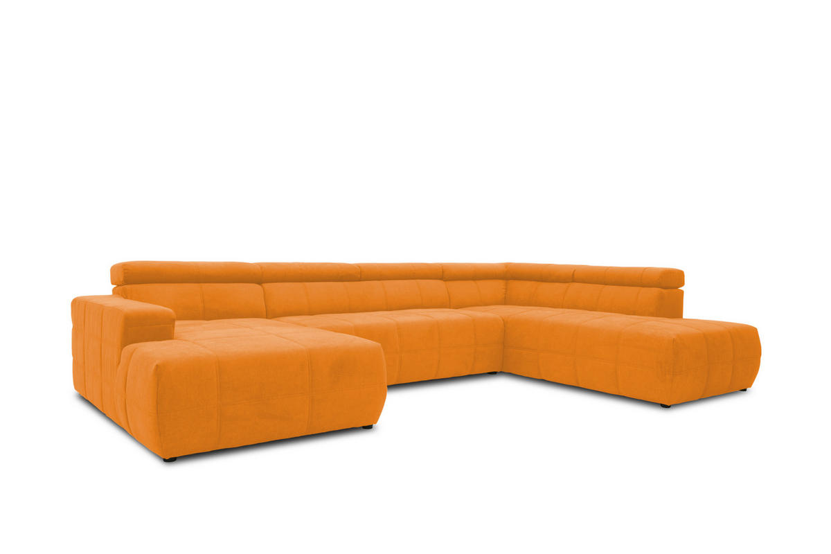 WOHNLANDSCHAFT in Mikrofaser Orange  - Schwarz/Orange, Design, Kunststoff/Textil (175/359/228cm) - MID.YOU