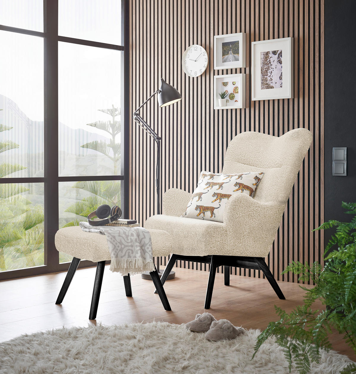 MID.YOU SESSEL Teddystoff Creme, Schwarz jetzt nur online 