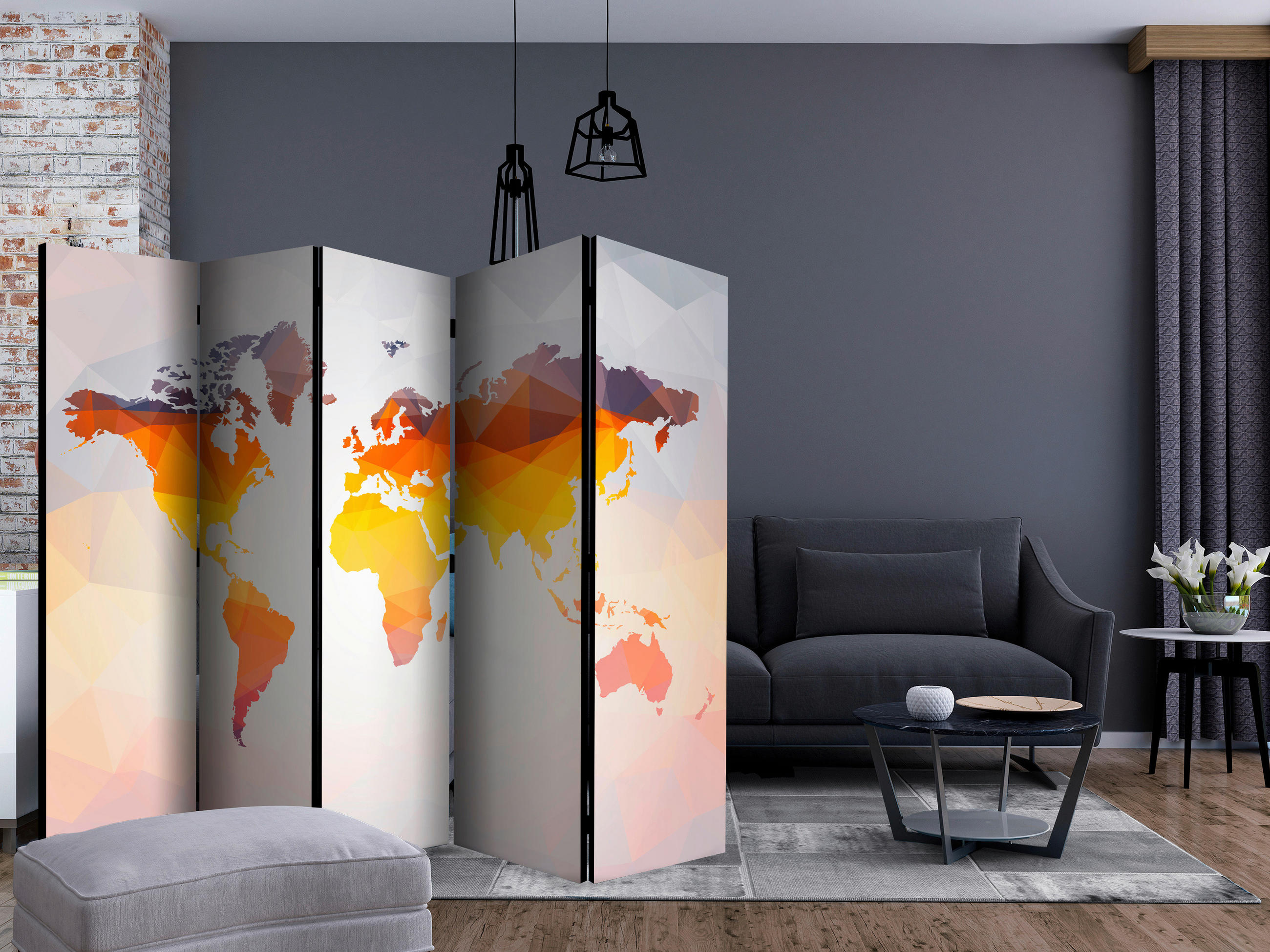 artgeist Paravent Hellgrau, Bernstein 225x172x3 cm
