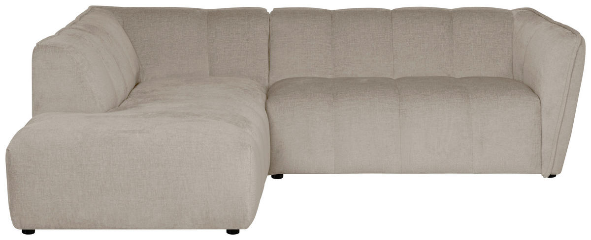 ECKSOFA LIVOLI in Chenille Creme  218/230 cm  - Creme/Schwarz, Design, Textil (218/230cm) - MID.YOU
