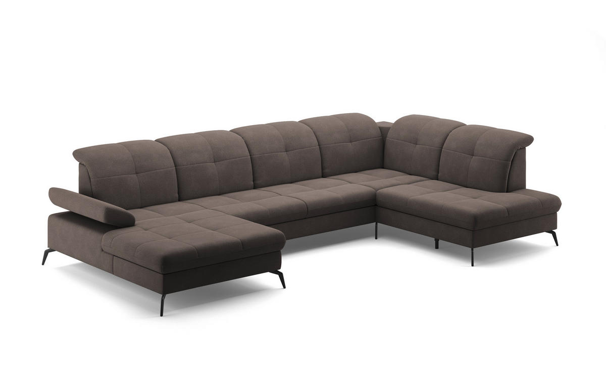 WOHNLANDSCHAFT in Flachgewebe Graphitfarben  - Schwarz/Graphitfarben, Konventionell, Textil/Metall (185/357/231cm) - Sit & More