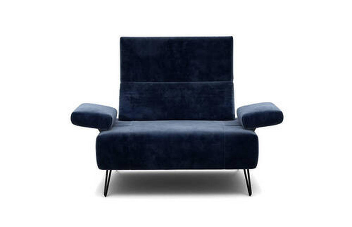SESSEL Samt Dunkelblau    - Schwarz/Dunkelblau, Design, Textil/Metall (114-142/85/86-94cm) - SENSOO
