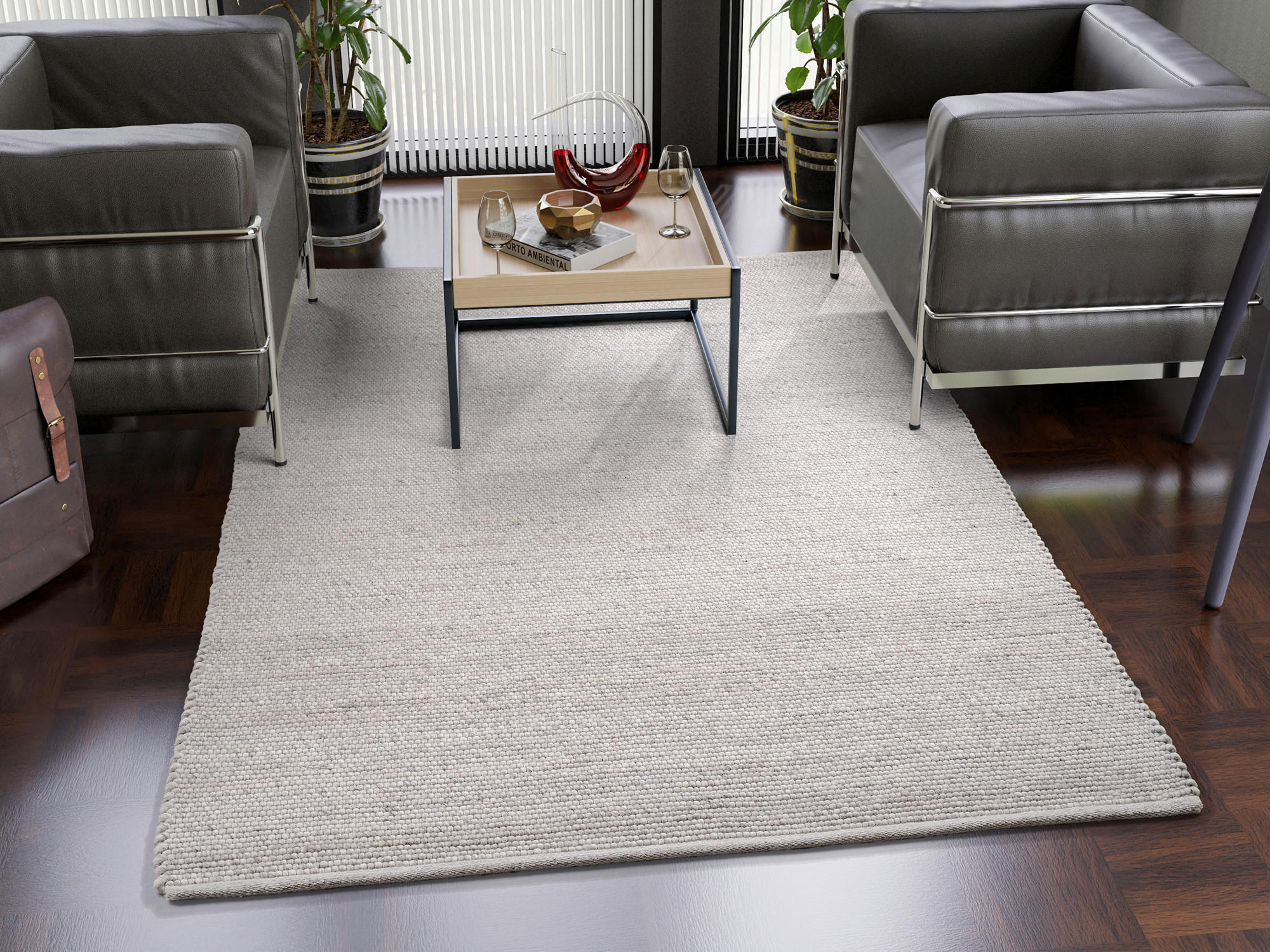 HANDWEBTEPPICH 250/350 cm Helsinki Silberfarben  - Silberfarben, KONVENTIONELL, Textil (250/350cm) - Linea Natura