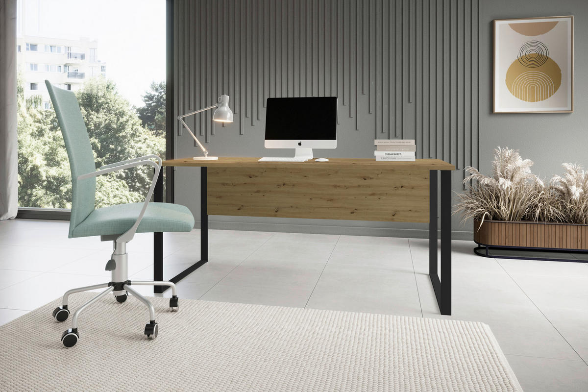 SCHREIBTISCH  in Eiche Artisan  - Eiche Artisan, Modern, Holzwerkstoff/Metall (170/77/73cm) - MID.YOU