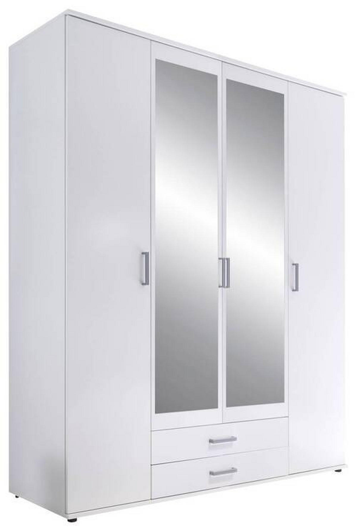 DREHTÜRENSCHRANK 159,2/196/53,5 cm 4-türig Weiß  - Silberfarben/Weiß, Design, Glas/Holzwerkstoff (159,2/196/53,5cm) - P & B