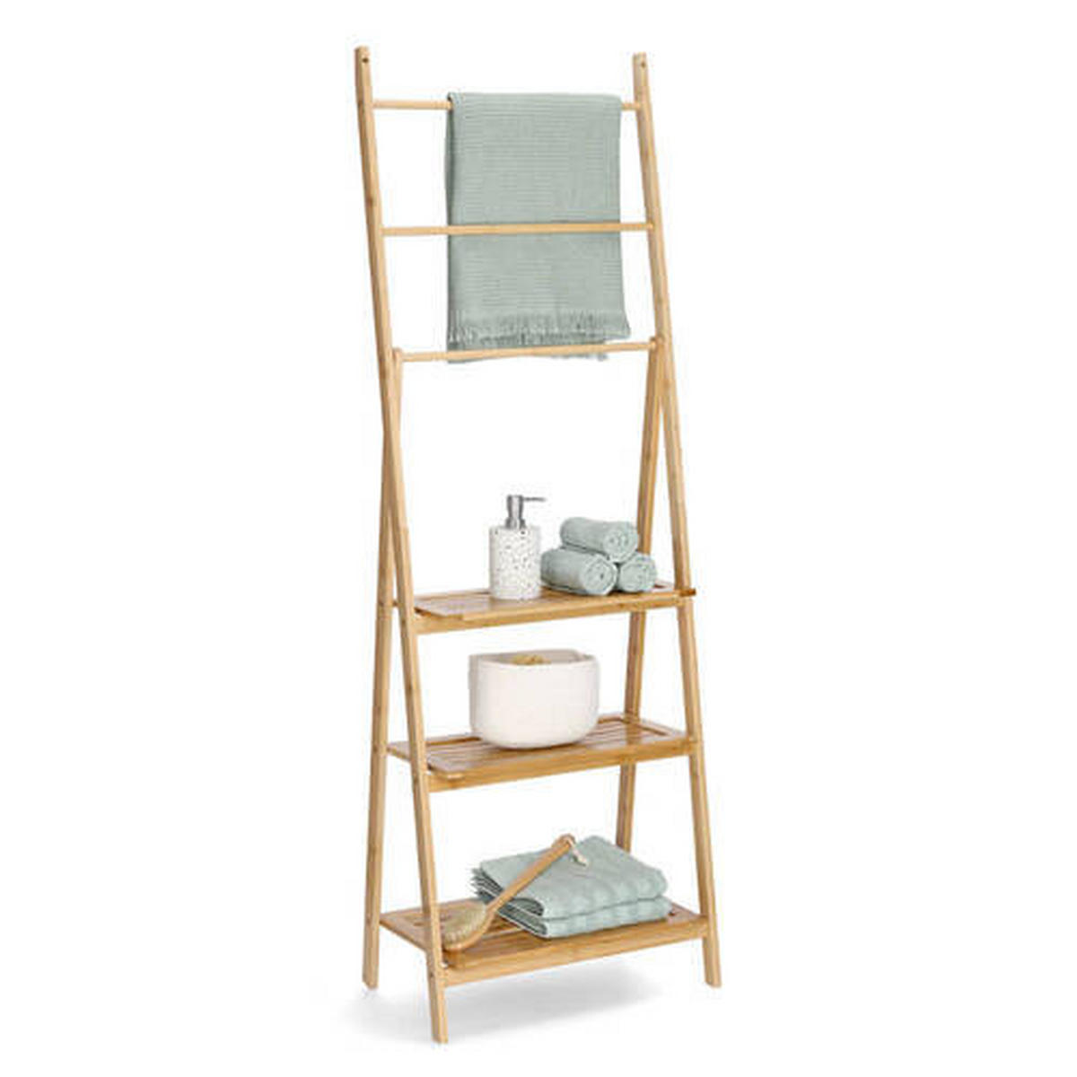 LEITERREGAL Bambus Naturfarben  - Naturfarben, Basics, Holz (53,5/30,5/1,54cm) - Zeller Present