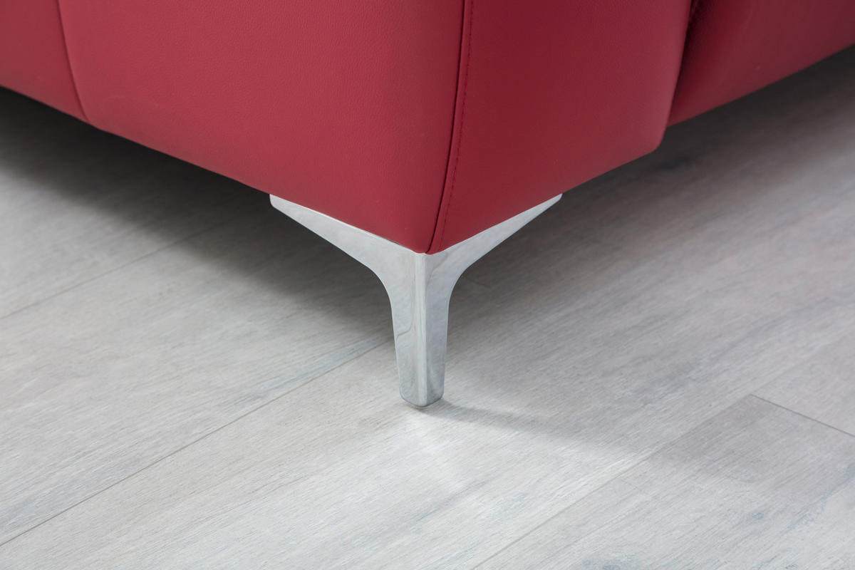 ECKSOFA in Echtleder Rot  - Chromfarben/Rot, Design, Leder/Metall (290/223cm) - Pure Home Lifestyle