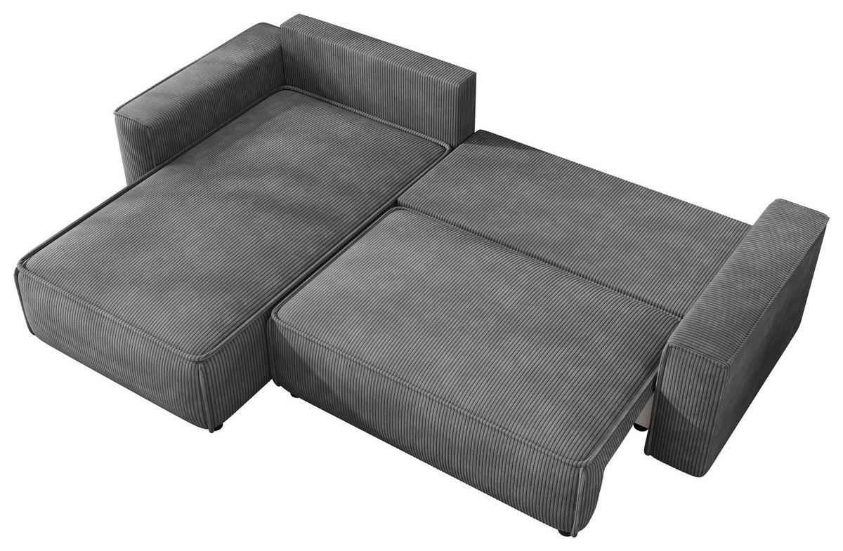 ECKSOFA  Cord Grau  - Schwarz/Grau, Modern, Kunststoff/Textil (190/280cm) - MID.YOU