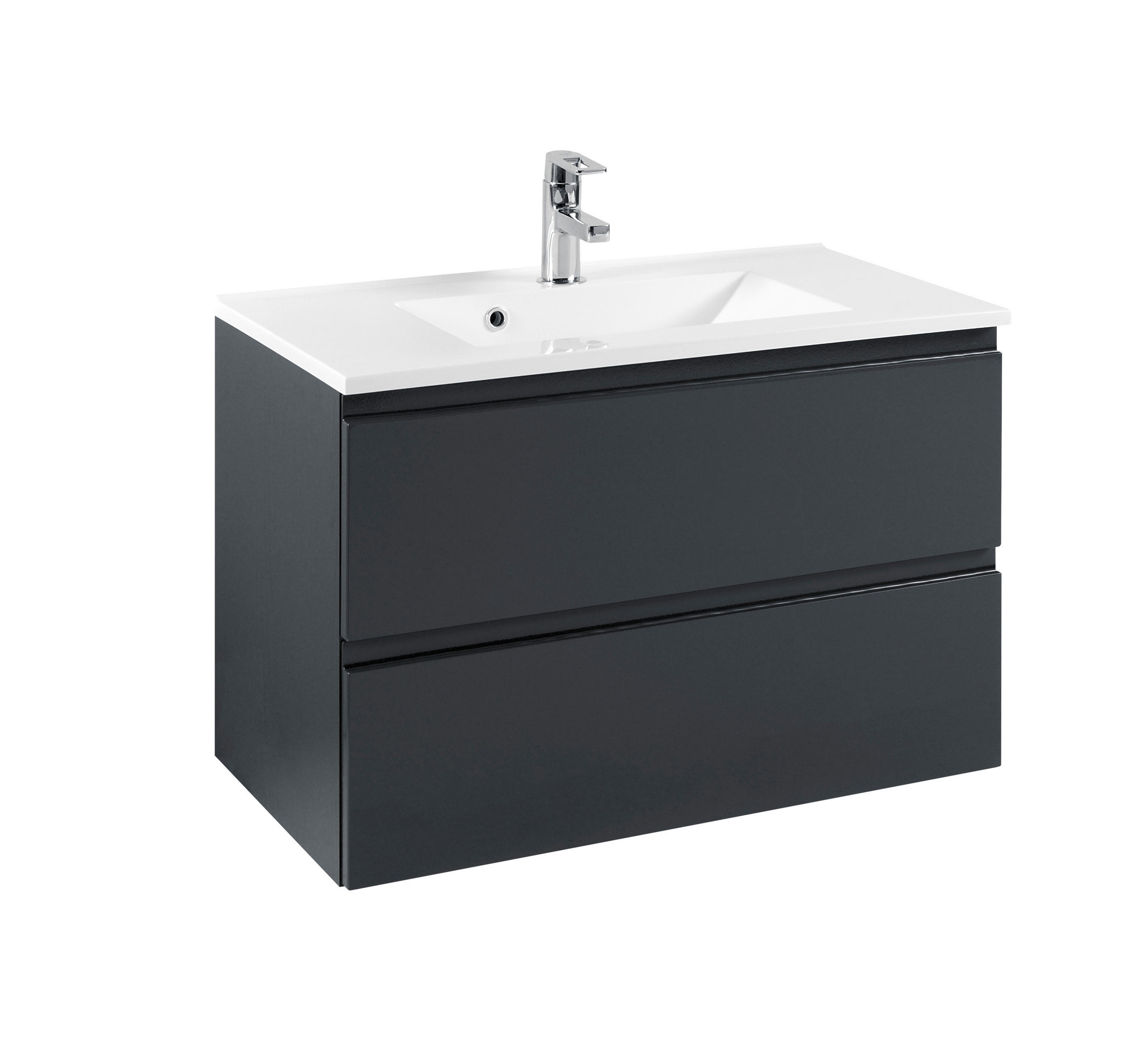 TVÄTTSTÄLL MED KOMMOD 80 cm  - vit/grafitfärgad, Design, trämaterial/sten (80cm) - Held